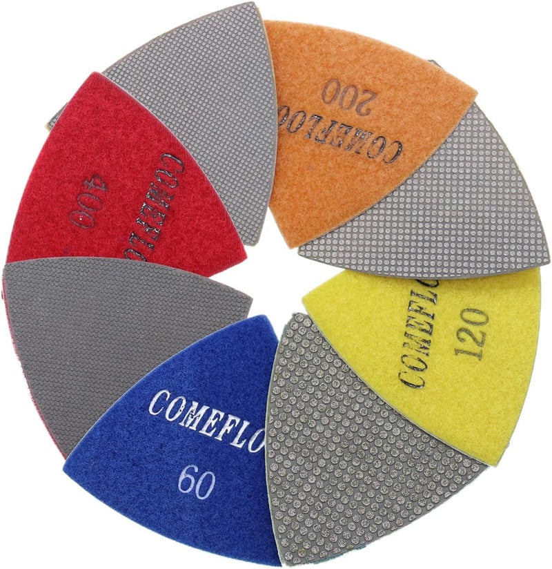 ComeFloor Triangular Diamond Polishing Pads for Corner Edge, Electroplated Sanding Pads for Oscillating Multi-Tools, 3’’(80mm), Grit 60-400, 4PCS - Image 2